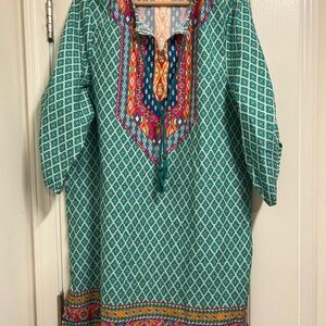 Bohemian Teal Patterned Dress